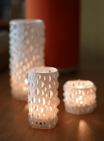 DIY cut-paper candle holders, diy candle