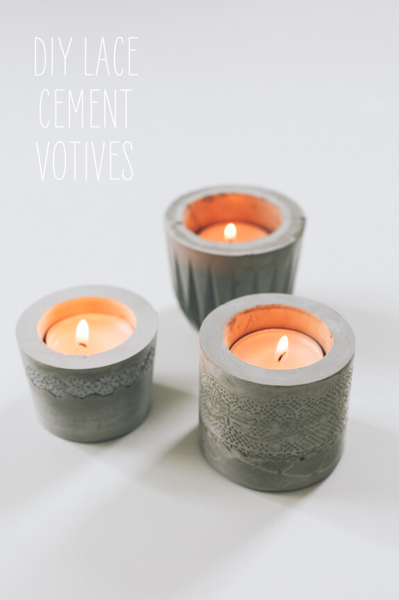  DIY Laced Cement Votive, diy candle