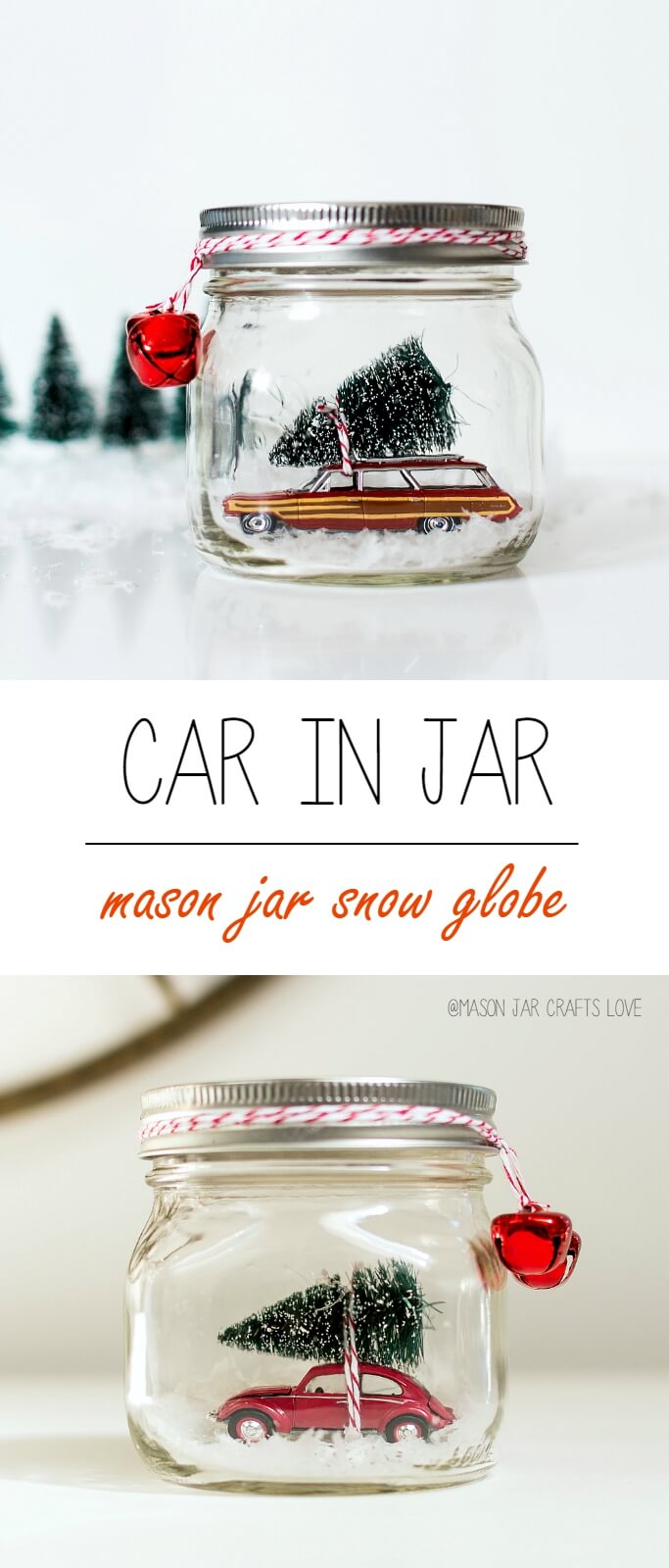 Car in Mason Jar Snow Globe
