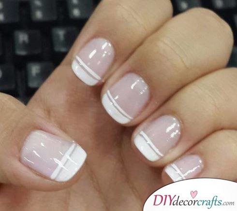 10 Best Nail Designs For A Date Night, White Double Striping