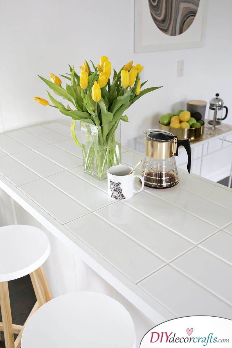 10 Simple Yet Amazing DIY Kitchen Countertop Ideas That Will Blow You Away, Tiled Countertop