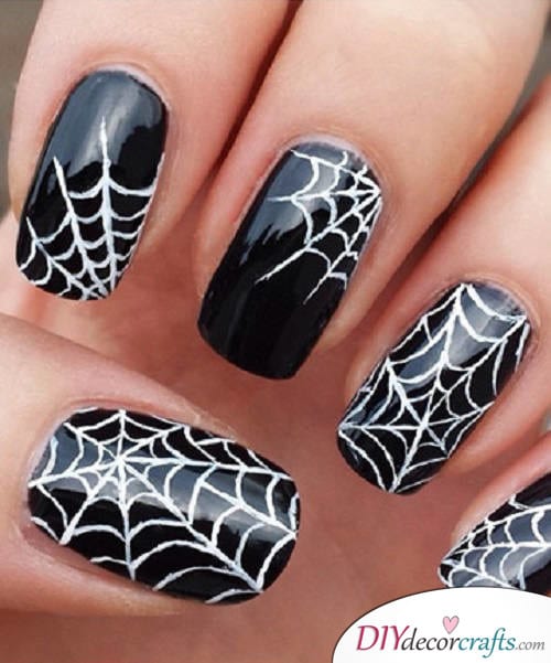 Spider Web - DIY Halloween Nail Art Ideas