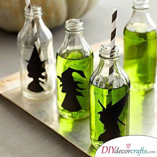 Witchy Drink Bottles - Halloween Décor