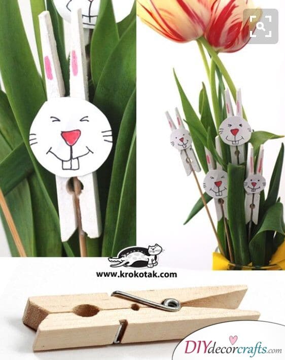 Wooden Peg Bunnies - Easter Bunny Decorations