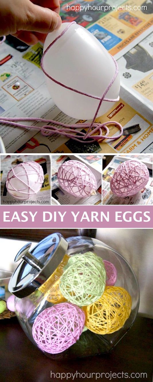 DIY Yarn Eggs - Easter Crafts for Adults