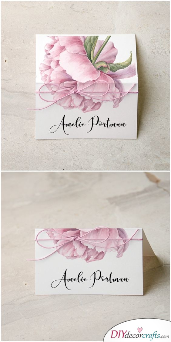 A Delicate Flower - Folded Wedding Place Cards