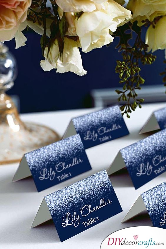 Silver and Blue - DIY Wedding Place Cards