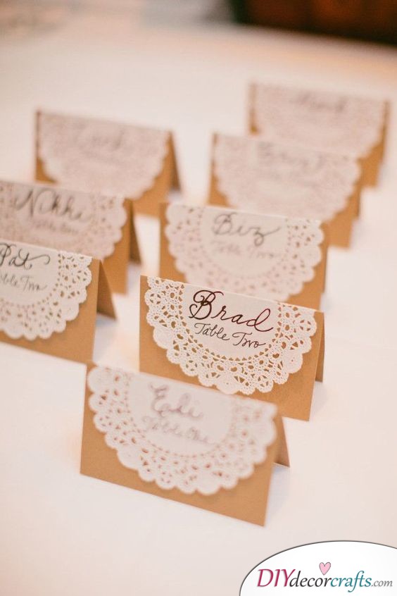 Cake Lace on Cards - Great Wedding Name Cards