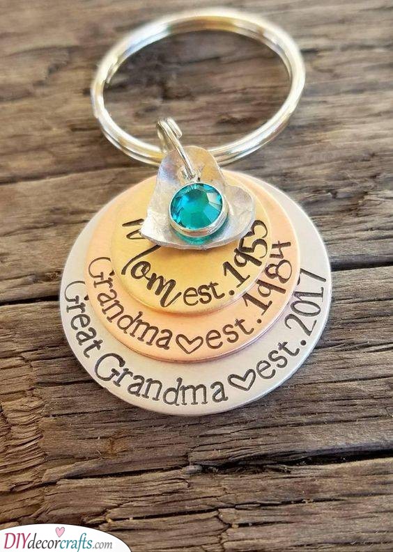 Keychain with a Timeline - Great Gift Ideas for Grandparents