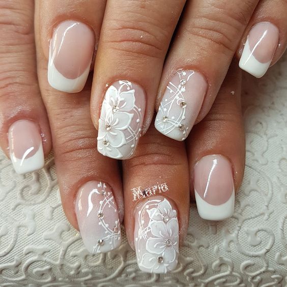 Romantic Florals - Wedding Nails for Bride