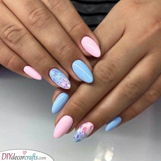 A Blast of Blue and Pink - Fabulous Spring Acrylic Nails