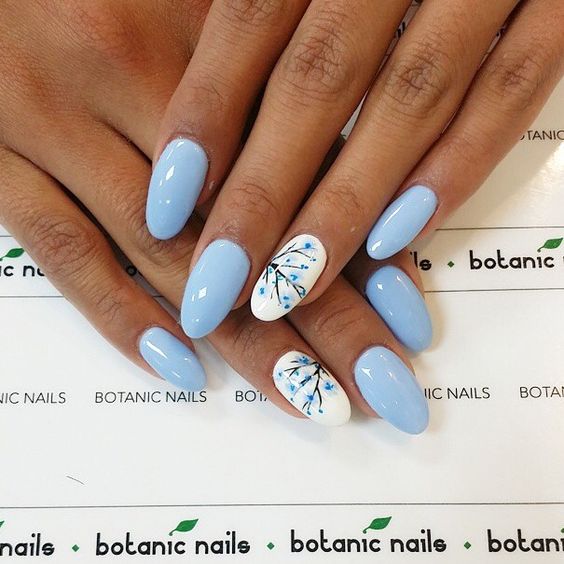 Blue Blossoms - Nail Designs for Spring