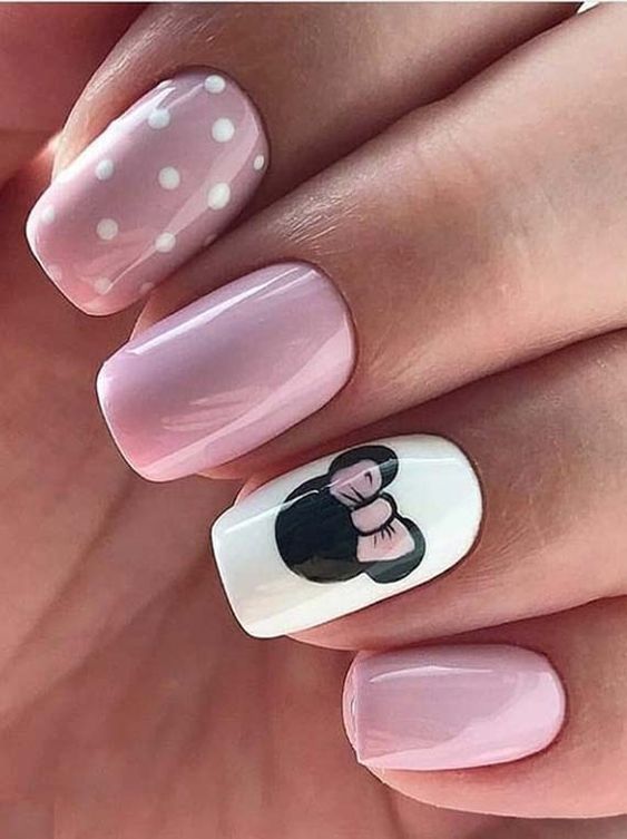 Minnie Mouse Inspired - Cute Nail Designs for Spring