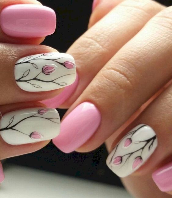 Pretty in Pink - Floral Nail Designs for Spring