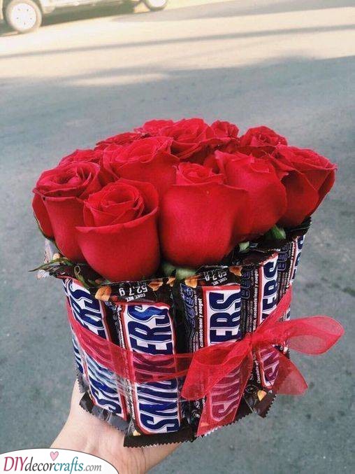A Tasty Bouquet - Chocolates and Roses