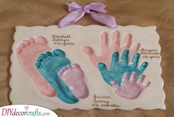 Foot and Handprints in Clay - First Birthday Presents for Girls