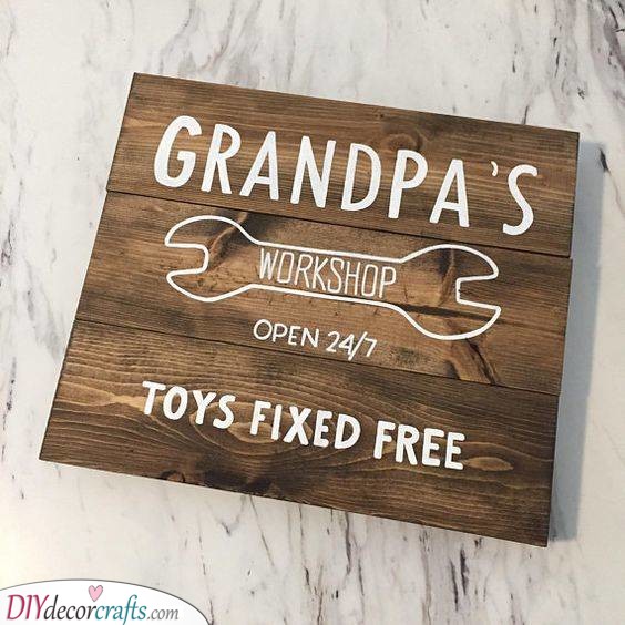 Grandpa's Workshop Sign - Wooden Board Ideas