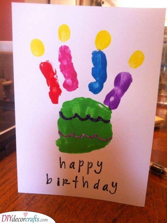 A Cute Handprint - Birthday Card Ideas