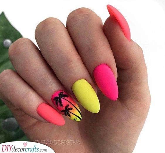 Stunning Sunset - Acrylic Nail Designs for Summer