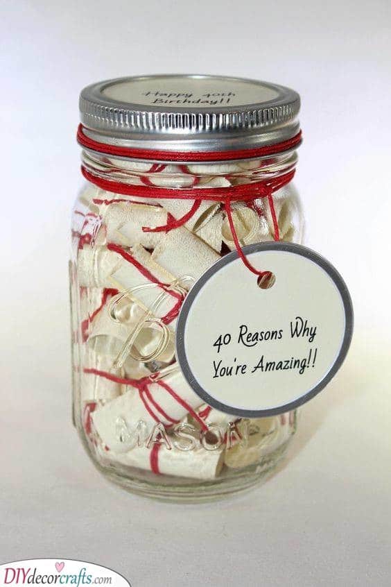 A Jar of Messages - 40th Birthday Present Ideas