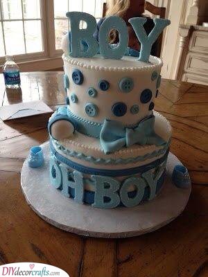 Buttons and a Bowtie - Baby Shower Cake Ideas for Boys