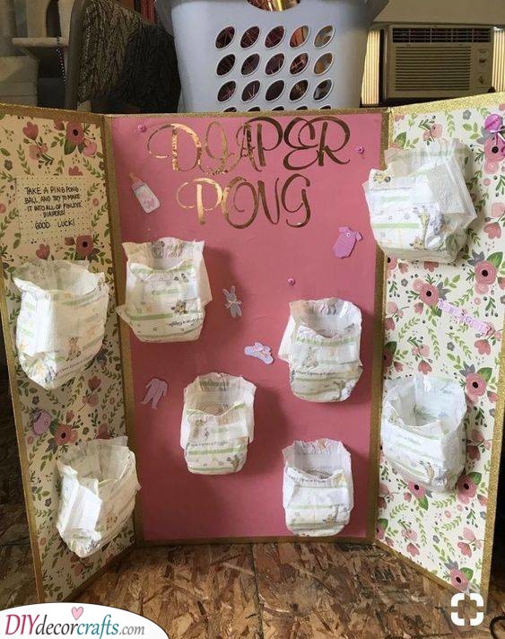Diaper Pong - Games to Play at a Baby Shower