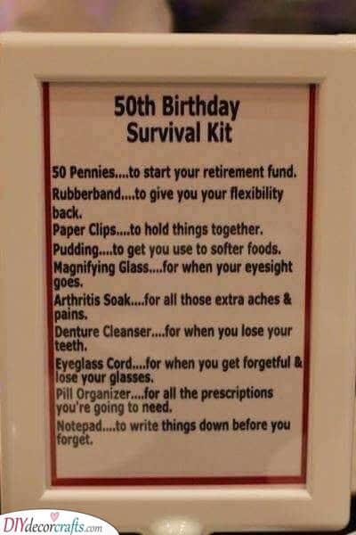 A Survival Kit - Funny Gift Ideas for 50th Birthday