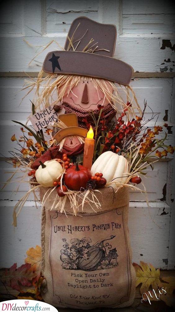 A Scarecrow Bag - Fall Decorations for Outside