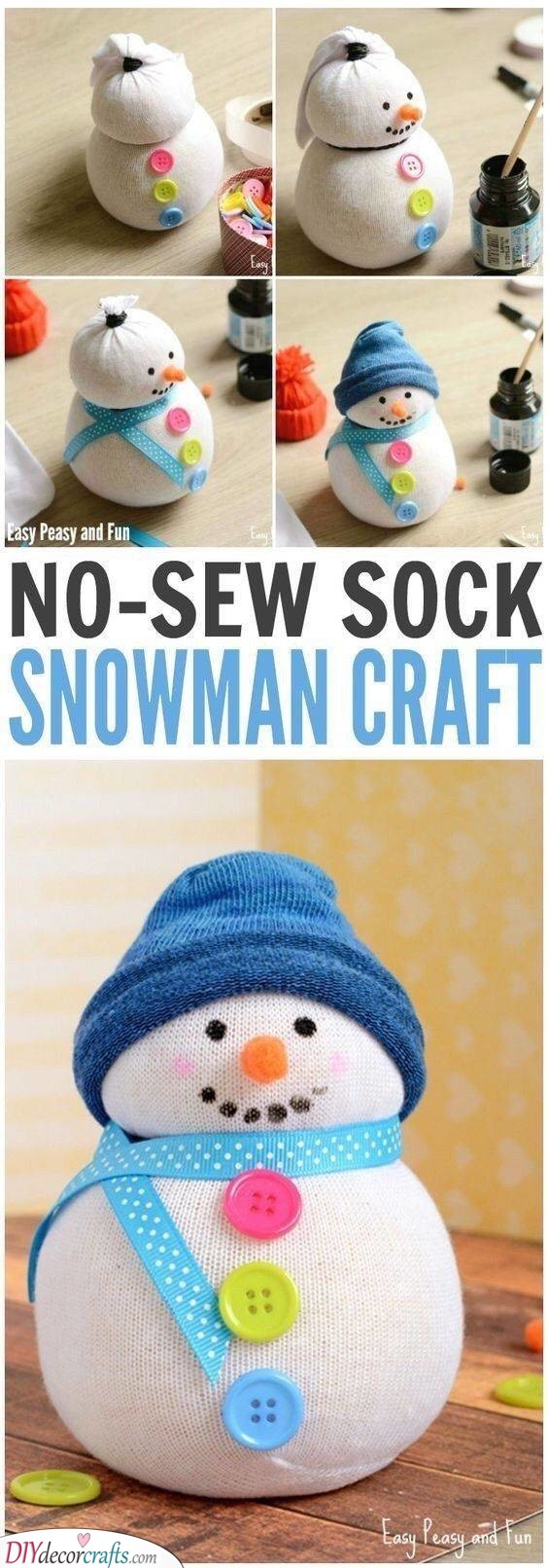 No-Sew Sock Craft - Snowman Decor