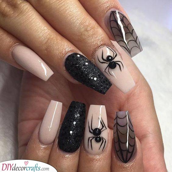 Another Spidery Nail Design - Easy Halloween Nails