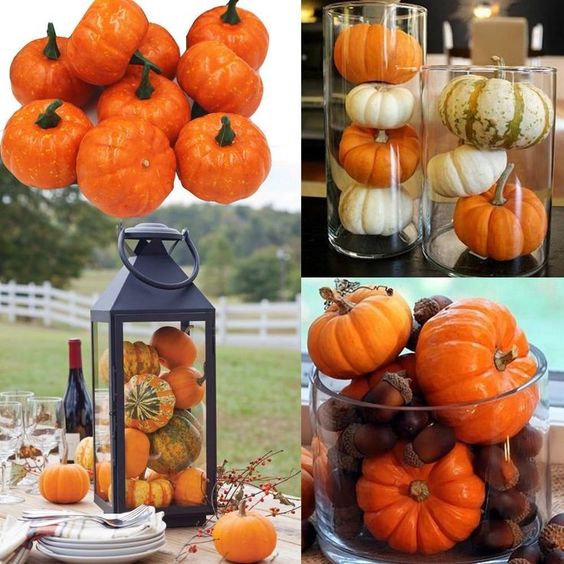 Pumpkins in Vases - Halloween Pumpkin Decorations