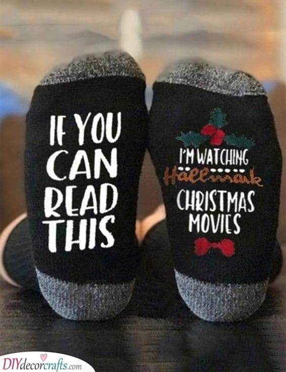 Watching Christmas Movies - A Pair of Funny Socks