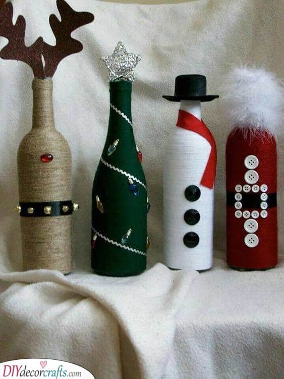 Decorating a Few Bottles – Christmas Party Decorations