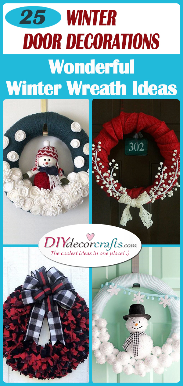 25 WINTER DOOR DECORATIONS - Wonderful Winter Wreath Ideas