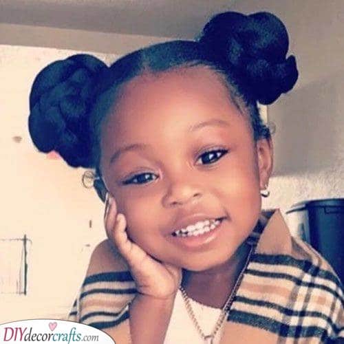 Two Braided Buns - Cute Hairstyles for Little Black Girls