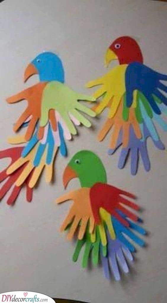 Handprint Crafts - The Perfect Parrots
