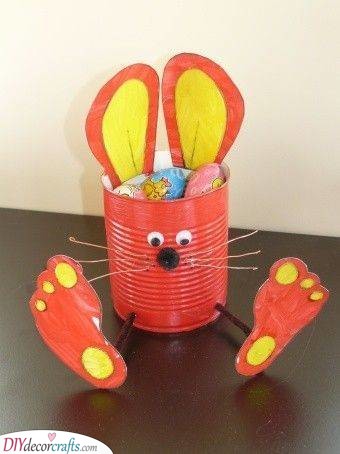 An Aluminium Can Bunny - Spring Craft Ideas for Kids