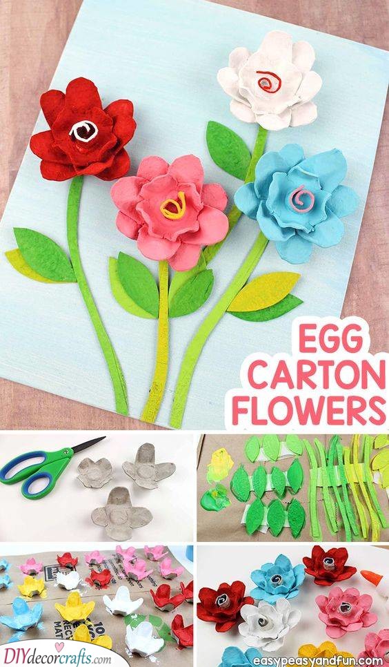Egg Carton Flowers - Easy Spring Crafts for Kids