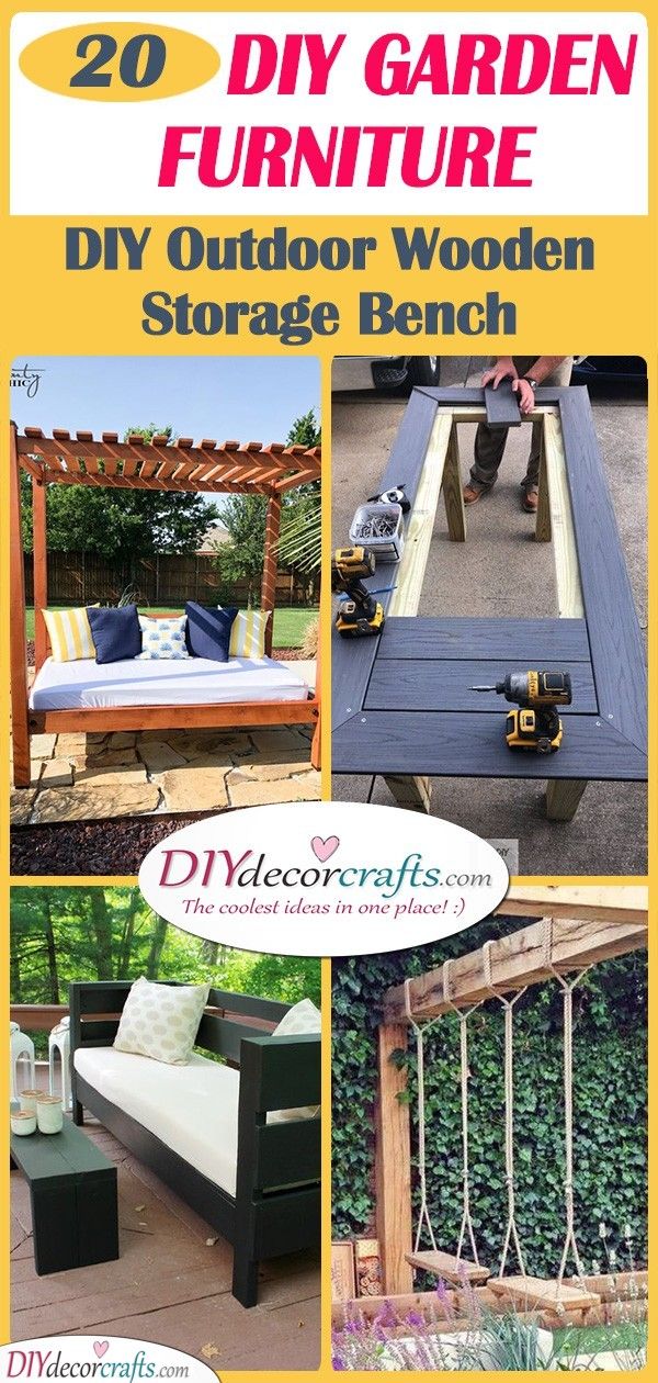 20 DIY GARDEN FURNITURE - DIY Outdoor Wooden Storage Bench