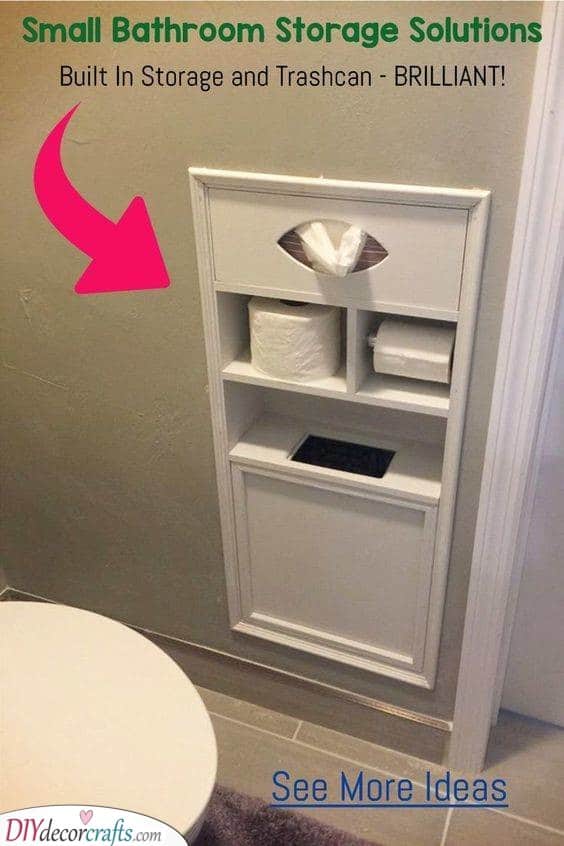 Add a Trashcan - Small Bathroom Storage Ideas