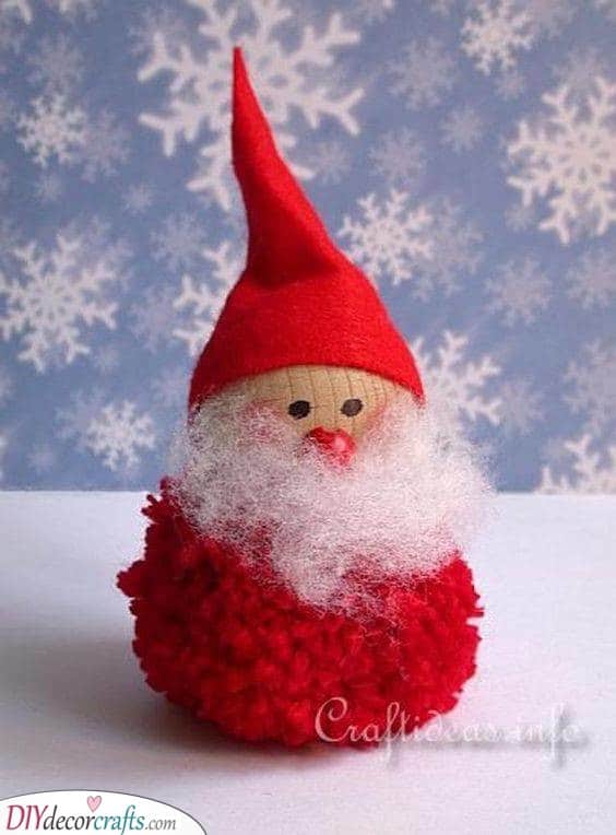 A Pompom Ornament - Merry Santa Claus Craft Ideas