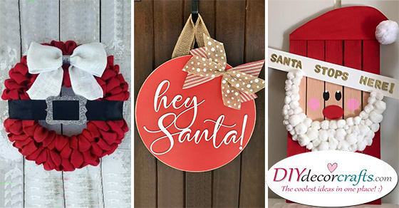 20 SANTA CLAUS DOOR DECORATIONS - Santa Claus Wreath Ideas