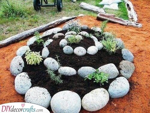 A Spiral of Stones - Raised Vegetable Planter